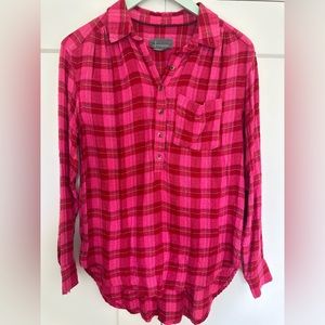 Anthropologie Isadora Pink Plaid Shirt